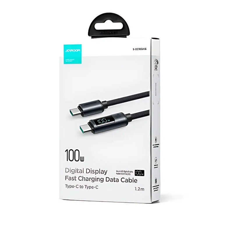 Joyroom Cable Prism Series 100 W USB‑C a USB‑C 1,2 m con pantalla LED (Negro) Caja